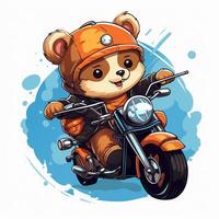 fofa pequeno Urso equitação moto foto