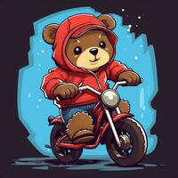 fofa pequeno Urso equitação bicicleta foto