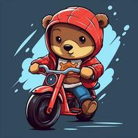 fofa pequeno Urso equitação bicicleta foto