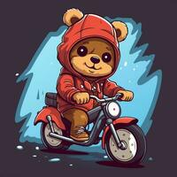 fofa pequeno Urso equitação bicicleta foto