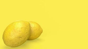 a limão em amarelo fundo para Comida ou beber conceito 3d Renderização foto