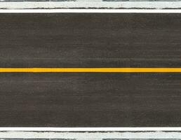 asfalto estrada com marcação linhas amarelo listras tráfego em a estrada superfície textura fundo. foto