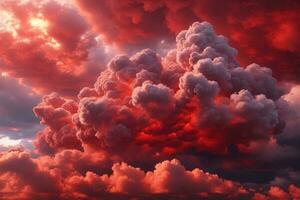 vermelho nuvens fundo, nuvens fundo, generativo ai foto