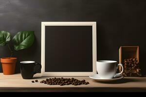 café copo com em branco cenário quadro. café dia conceito. generativo ai foto