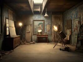 ai generativo foto estúdio dentro velho interior