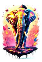 elefante com óleo pintura em aguarela para camiseta imprimir. generativo ai foto