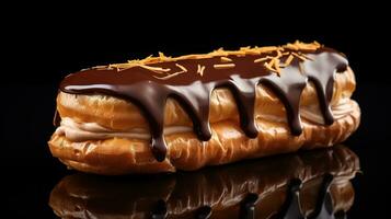 generativo ai, chocolate eclairs lado visualizar, doce Comida. tradicional francês sobremesa foto