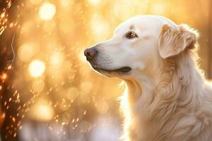 fechar-se do fofa cachorro com lindo bokeh fundo, generativo ai ilustração foto