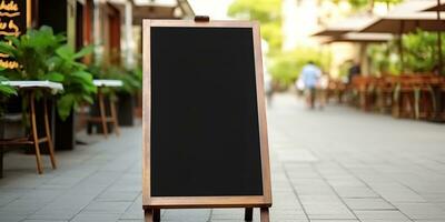 ai gerado. ai generativo. fazer compras restaurante cafeteria Painel publicitário zombar acima em branco placa modelo bandeira para promoção. gráfico arte foto