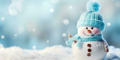ai gerado. ai generativo. inverno bola de neve flocos de neve neve homem boneco de neve Natal Novo ano natal fundo zombar acima. gráfico arte foto