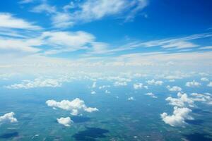 tranquilo pano de fundo. texturizado nuvens dentro azul céu crio sereno atmosfera ai gerado foto