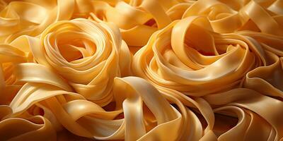 ai gerado. ai generativo. caseiro clássico italiano espaguete massa tagliatelle macarrão topo Visão abstrato Comida fundo. gráfico arte foto