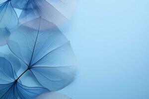 etéreo azul tela de pintura esquelético folhas, pálido azul acentos, arte dentro Projeto ai gerado foto