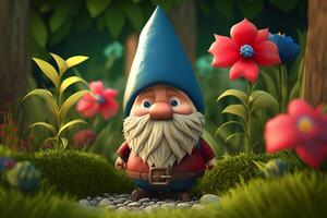 Páscoa gnomos dentro uma Primavera Prado, generativo ai foto