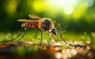 dia encontro uma brilhante foto do uma mosquito. generativo ai