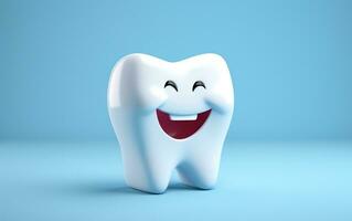 dental tranquilidade dente em azul fundo - dental tratamento. generativo ai foto