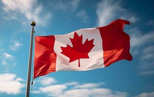 Canadá bandeira subindo Alto foto
