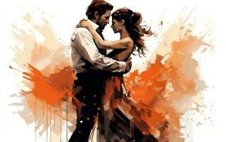 gráfico tinta pintura do tango dançando casal. generativo ai foto