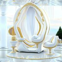 foto luxo moderno Casamento estilo futurista evento cadeira ai gerado
