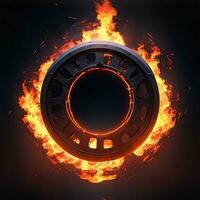 Sombrio abstrato futurista com uma círculo portão fogo foto