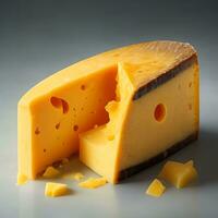 a atraente fatia do queijo em uma prato foto