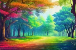 colorida árvore natural cenário Magia estilo cena foto