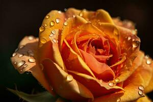 rosa dentro cheio flor com água gotas em pétalas. uma impressionante macro tomada. generativo ai foto