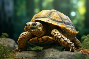 africano estimulado tartaruga geochelone sulcata em areia. ai gerado pró foto