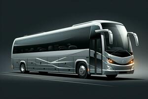moderno Preto ônibus em uma cinzento fundo. 3d Renderização imagem. ai gerado pró foto