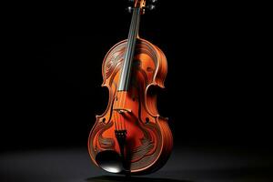 3d render do clássico violino em Sombrio fundo. 3d ilustração. ai gerado pró foto