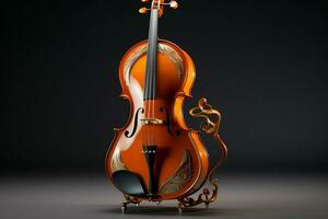 3d render do clássico violino em Sombrio fundo. 3d ilustração. ai gerado pró foto