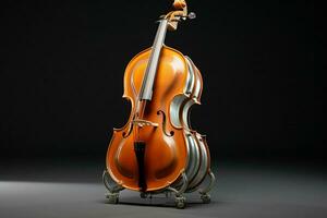 3d render do clássico violino em Sombrio fundo. 3d ilustração. ai gerado pró foto