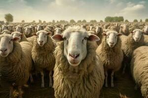 rebanho do ovelha em uma Fazenda dentro a campo dentro a Holanda. ai gerado pró foto