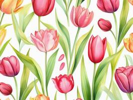 tulipas flor fundo Projeto. aguarela ilustração. ai gerado foto