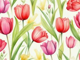tulipas flor fundo Projeto. aguarela ilustração. ai gerado foto