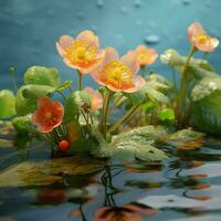 Primavera flores em a água com reflexão dentro a água. ai gerado livre foto