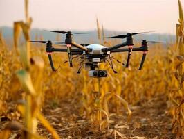 agricultores usar zangões para monitor a qualidade do verde milho.generativo ai. foto