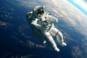 astronauta flutua dentro a galáxia.generativa ai. foto