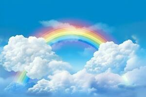 lindo arco Iris com nuvem.generativa ai. foto