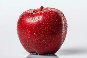vermelho maçã com água gotas em branco background.generative ai. foto
