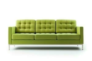 verde sofá moderno isolado em branco background.generative ai. foto