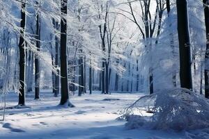 lindo inverno neve floresta.generativa ai. foto