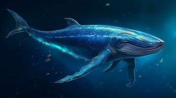 fantasia azul baleia dentro a profundo mar.generativo ai. foto