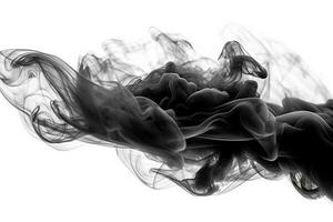 Preto fumaça em uma branco fundo foto