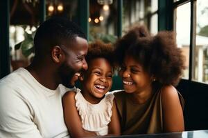 família feliz em casa foto