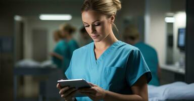 médico coisa dentro azul uniforme foto