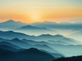 montanha panorama com azul céu e laranja cores foto