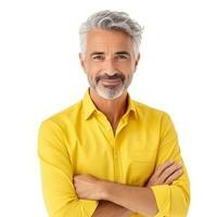 o negócio homem dentro amarelo camisa isolado foto