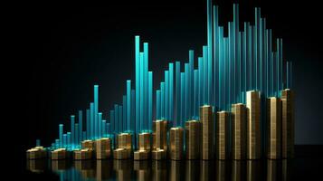 financeiro crescimento gráfico mostrando para cima tendência dentro lucros foto