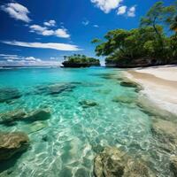 sereno tropical paraíso com cristal águas foto